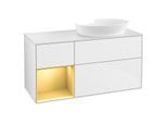 Villeroy und Boch Finion Waschtischunterschrank GA41HFGF 120cm, Abdeckplatte white matt, Emotion, Regale Gold matt lacquer, Glossy white lacquer
