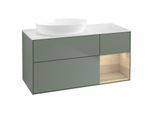 Villeroy und Boch Finion Waschtischunterschrank GA51PCGM 120cm, Abdeckplatte white matt, Emotion, Regale Oak Veneer, Olive Matt Lacquer