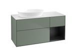 Villeroy und Boch Finion Waschtischunterschrank GA51PDGM 120cm, Abdeckplatte white matt, Emotion, Regale Black matt lacquer, Olive Matt Lacquer