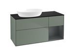 Villeroy und Boch Finion Waschtischunterschrank FA52HGGM 120cm, Abdeckplatte black matt, Regale Midnight matt lacquer, Olive Matt Lacquer