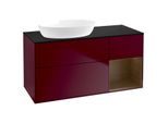 Villeroy und Boch Finion Waschtischunterschrank FA52GNHB 120cm, Abdeckplatte black matt, Regale Walnut Veneer, Peony Matt