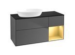 Villeroy und Boch Finion Waschtischunterschrank FA52HFGK 120cm, Abdeckplatte black matt, Regale Gold matt lacquer, Anthracite matt