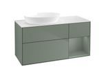 Villeroy und Boch Finion Waschtischunterschrank FA51GMGM 120cm, Abdeckplatte white matt, Regale Olive matt lacquer, Olive Matt Lacquer