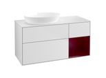 Villeroy und Boch Finion Waschtischunterschrank FA51HBMT 120cm, Abdeckplatte white matt, Regale Peony matt lacquer, White matt lacquer