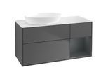 Villeroy und Boch Finion Waschtischunterschrank FA51HGGK 120cm, Abdeckplatte white matt, Regale Midnight matt lacquer, Anthracite matt