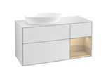 Villeroy und Boch Finion Waschtischunterschrank FA51PCMT 120cm, Abdeckplatte white matt, Regale Oak Veneer, White matt lacquer