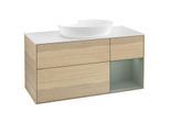 Villeroy und Boch Finion Waschtischunterschrank GA71GMPC 120cm, Abdeckplatte white matt, Emotion, Regale Olive matt lacquer, Oak Veneer