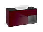 Villeroy und Boch Finion Waschtischunterschrank FA72GKHB 120cm, Abdeckplatte black matt, Regale Anthracite matt lacquer, Peony Matt
