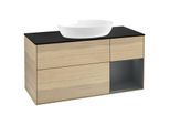 Villeroy und Boch Finion Waschtischunterschrank GA72HGPC 120cm, Abdeckplatte black matt, Emotion, Regale Midnight matt lacquer, Oak Veneer