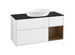 Villeroy und Boch Finion Waschtischunterschrank GA72GNGF 120cm, Abdeckplatte black matt, Emotion, Regale Walnut Veneer, Glossy white lacquer