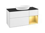 Villeroy und Boch Finion Waschtischunterschrank GA72HFGF 120cm, Abdeckplatte black matt, Emotion, Regale Gold matt lacquer, Glossy white lacquer