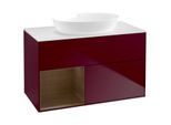 Villeroy und Boch Finion Waschtischunterschrank FA11GNHB 100cm, Abdeckplatte white matt, Regale Walnut Veneer, Peony Matt