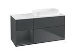 Villeroy und Boch Finion Waschtischunterschrank F681HGHG 120x60,3x50,1cm, Regal links Midnight Blue Matt Lacquer, Midnight Blue Matt Lacquer