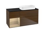 Villeroy und Boch Finion Waschtischunterschrank G682PCGN 120x60,3x50,1cm, Regal links Oak Veneer, Walnut veneer