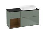 Villeroy und Boch Finion Waschtischunterschrank G682GNGM 120x60,3x50,1cm, Regal links Walnut veneer, Olive Matt Lacquer