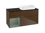 Villeroy und Boch Finion Waschtischunterschrank G682GMGN 120x60,3x50,1cm, Regal links Olive Matt Lacquer, Walnut veneer