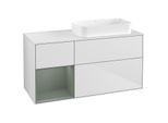 Villeroy und Boch Finion Waschtischunterschrank G681GMMT 120x60,3x50,1cm, Regal links Olive Matt Lacquer, White matt lacquer
