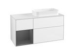 Villeroy und Boch Finion Waschtischunterschrank G681GKGF 120x60,3x50,1cm, Regal links Anthracite matt, Glossy white lacquer