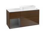 Villeroy und Boch Finion Waschtischunterschrank G681GKGN 120x60,3x50,1cm, Regal links Anthracite matt, Walnut veneer