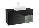 Villeroy und Boch Finion Waschtischunterschrank G832GMPD 120cm, Abdeckplatte black matt, Emotion, Regale Olive matt lacquer, Black matt lacquer