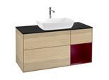 Villeroy und Boch Finion Waschtischunterschrank G832HBPC 120cm, Abdeckplatte black matt, Emotion, Regale Peony matt lacquer, Oak Veneer