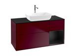 Villeroy und Boch Finion Waschtischunterschrank G832PDHB 120cm, Abdeckplatte black matt, Emotion, Regale Black matt lacquer, Peony Matt