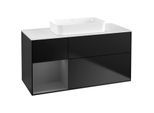 Villeroy und Boch Finion Waschtischunterschrank G701GKPD 120x60,3x50,1cm, Regal rechts Anthracite matt, Black matt lacquer