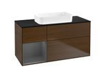 Villeroy und Boch Finion Waschtischunterschrank G702GKGN 120x60,3x50,1cm, Regal rechts Anthracite matt, Walnut veneer