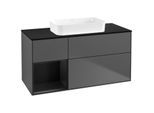 Villeroy und Boch Finion Waschtischunterschrank G702PDGK 120x60,3x50,1cm, Regal rechts Black matt lacquer, Anthracite matt