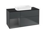 Villeroy und Boch Finion Waschtischunterschrank G702GKHG 120x60,3x50,1cm, Regal rechts Anthracite matt, Midnight Blue Matt Lacquer