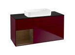 Villeroy und Boch Finion Waschtischunterschrank F702GNHB 120x60,3x50,1cm, Regal links Walnut veneer, Peony Matt