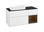 Villeroy und Boch Finion Waschtischunterschrank G692GNGF 120x60,3x50,1cm, Regal rechts Walnut veneer, Glossy white lacquer