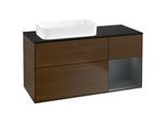 Villeroy und Boch Finion Waschtischunterschrank G692HGGN 120x60,3x50,1cm, Regal rechts Midnight Blue Matt Lacquer, Walnut veneer