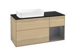Villeroy und Boch Finion Waschtischunterschrank F692GKPC 120x60,3x50,1cm, Regal rechts Anthracite matt, Oak Veneer