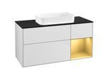 Villeroy und Boch Finion Waschtischunterschrank G712HFMT 120x60,3x50,1cm, Regal rechts Gold matt, White matt lacquer