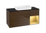 Villeroy und Boch Finion Waschtischunterschrank G712HFGN 120x60,3x50,1cm, Regal rechts Gold matt, Walnut veneer