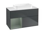 Villeroy und Boch Finion Waschtischunterschrank F651GMHG 100x60,3x50,1cm, Regal links Olive Matt Lacquer, Midnight Blue Matt Lacquer