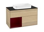 Villeroy und Boch Finion Waschtischunterschrank F652HBPC 100x60,3x50,1cm, Regal links Peony, Oak Veneer
