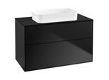Villeroy und Boch Finion Waschtischunterschrank F64200PD 100x60,3x50,1mm, Glass Black Matt, Black matt lacquer