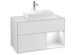 Villeroy und Boch Finion Waschtischunterschrank F781GFMT 100cm, Abdeckplatte white matt, Regale Glossy white lacquer, White matt lacquer