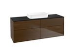 Villeroy und Boch Finion Waschtischunterschrank F73200GN 160x60,3x50,1cm, Glass Black Matt, Walnut veneer