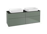 Villeroy und Boch Finion Waschtischunterschrank G72200GM 160x60,3x50,1cm, Glass Black Matt, Olive Matt Lacquer