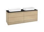 Villeroy und Boch Finion Waschtischunterschrank F72200PC 160x60,3x50,1cm, Glass Black Matt, Oak Veneer