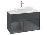 Villeroy und Boch Finion Waschtischunterschrank G771GKHG 100cm, Abdeckplatte white matt, Emotion, Regale Anthracite matt lacquer, Midnight Blue Matt Lacquer