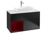 Villeroy und Boch Finion Waschtischunterschrank G771HBPD 100cm, Abdeckplatte white matt, Emotion, Regale Peony matt lacquer, Black matt lacquer