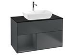 Villeroy und Boch Finion Waschtischunterschrank G772HGHG 100cm, Abdeckplatte black matt, Emotion, Regale Midnight matt lacquer, Midnight Blue Matt Lacquer
