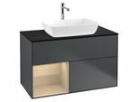 Villeroy und Boch Finion Waschtischunterschrank G772PCHG 100cm, Abdeckplatte black matt, Emotion, Regale Oak Veneer, Midnight Blue Matt Lacquer