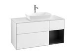 Villeroy und Boch Finion Waschtischunterschrank G831PDGF 120cm, Abdeckplatte white matt, Emotion, Regale Black matt lacquer, Glossy white lacquer
