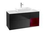 Villeroy und Boch Finion Waschtischunterschrank F831HBPD 120cm, Abdeckplatte white matt, Regale Peony matt lacquer, Black matt lacquer
