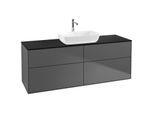 Villeroy und Boch Finion Waschtischunterschrank F85200GK 160x60,3cm, Abdeckplatte black matt, Anthracite matt